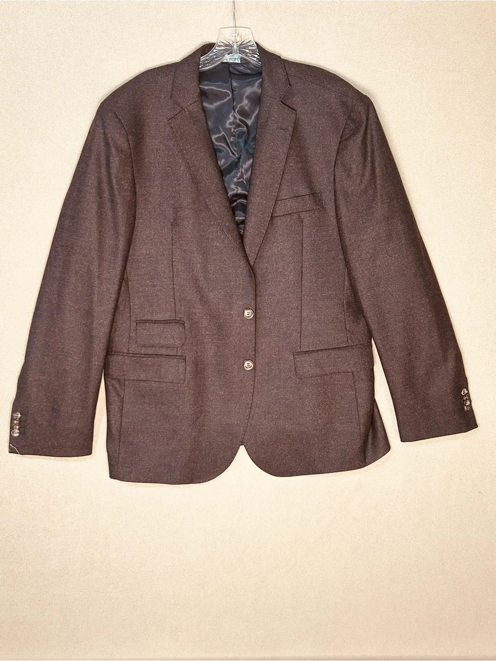 44R Men's Brown Two-Button Blazer Made in Italy by Galante Super 110s Wool.